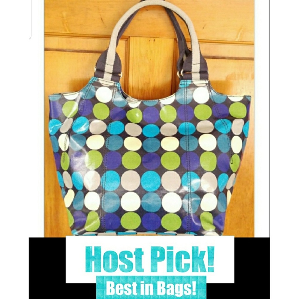 BODEN large tote handbag coated canvas blue dot